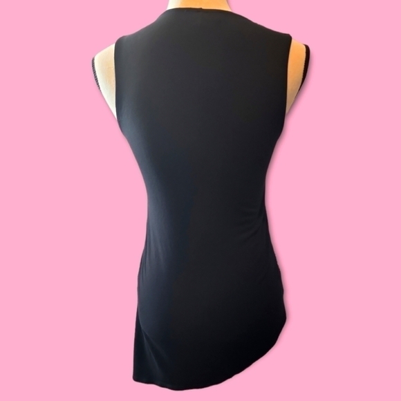 Y2K Asymmetric Heather Gray & Black Plunge V Neck Sleeveless Blouse Tank Top  XS - Picture 3 of 5